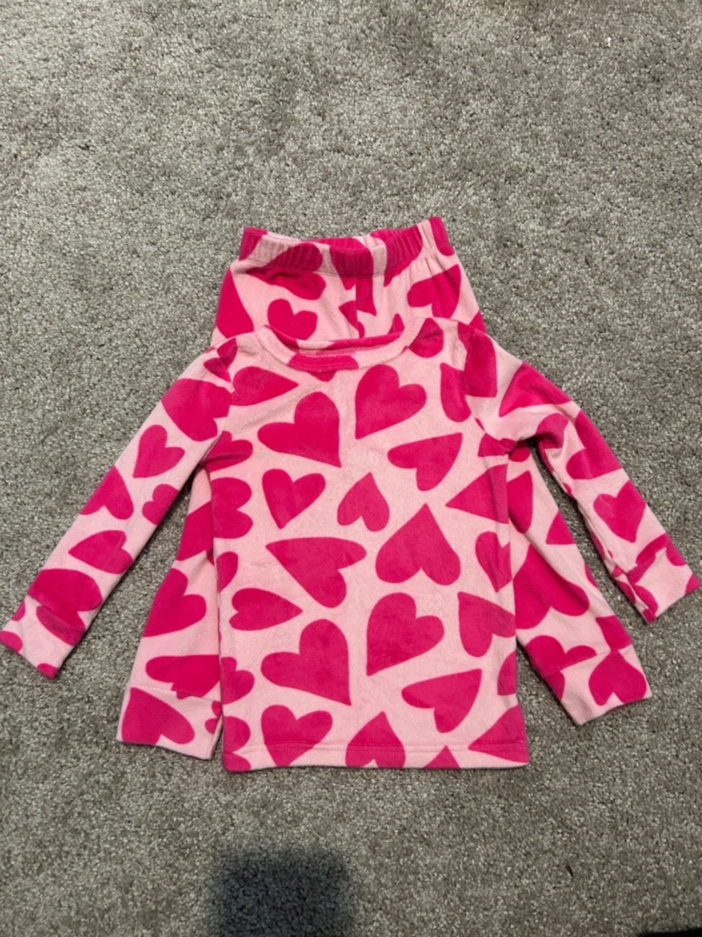 Cat & Jack Pink and Hot Pink Heart Print Long Sleeve Pajama Set